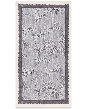 Blugirl Blumarine Fular Con Estampado De Leopardo Y Ribete De Encaje - Gris