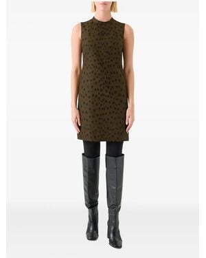 Akris Punto Leopard-Print Sleeveless Mini Dress - Green