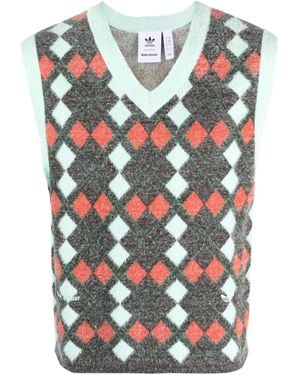 adidas X Wales Bonner Argyle Knitted Vest - Gray