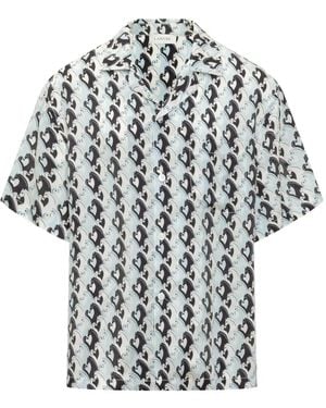 Lanvin Cuban-Collar Patterned Shirt - White