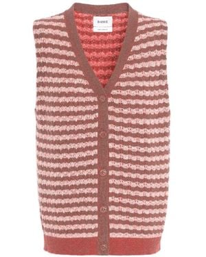 Barrie Striped Cashmere Sleeveless Cardigan - Pink