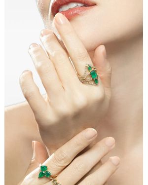 SHAY Deco Emerald And Diamond Stacked Ring - Natural