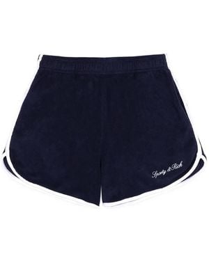 Sporty & Rich Signature Logo-Embroidered Cotton Shorts - Blue
