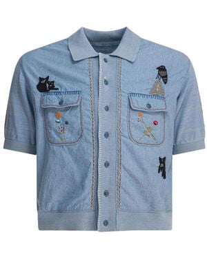 Kapital Embroidered-Pocket Shirt - Blue