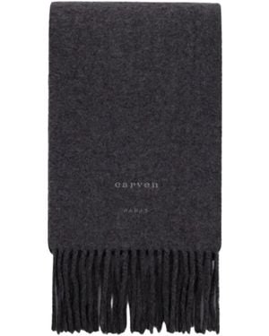 Carven Schal mit Fransenstickerei - Schwarz