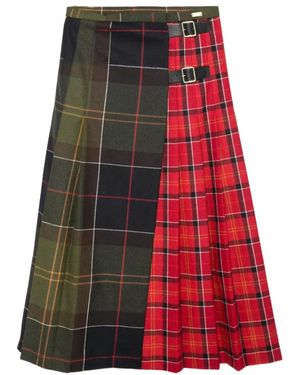Barbour Marena Buckled Pleated Mid Skirt - Red
