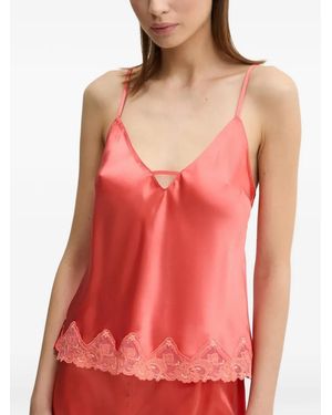 Chantelle Lace-Trim Cut-Out Pyjama Top - Pink