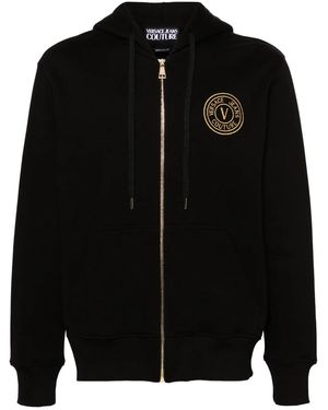 Versace Jeans Couture Kapuzenjacke Mit Logo-Stickerei - Schwarz