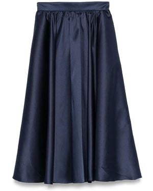 Blanca Vita Satin Midi Skirt - ブルー