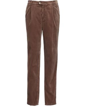 Brunello Cucinelli Pleated Corduroy Cotton Pants - Brown