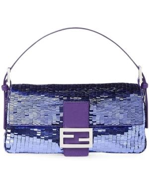Fendi Borsa Baguette 26424 Con Paillettes - Blu