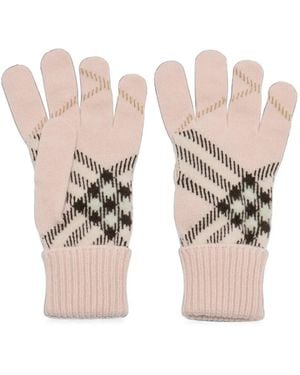Burberry Check Cashmere-Blend Gloves - Pink