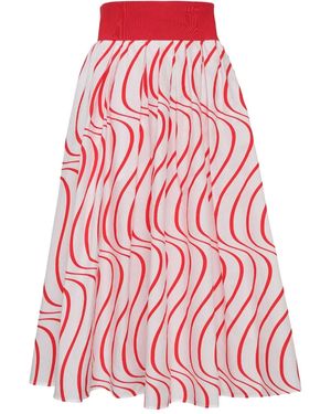 MSGM Wave-Print Pleated Skirt - Red