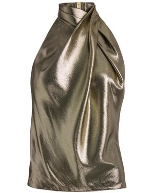 Balmain Backless Lurex Jersey Top - Green