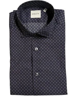 Bagutta Camicia Con Stampa Geometrica - Blu