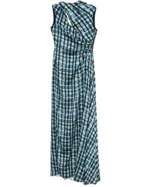 Amsale Satin Checked Gown - Blue