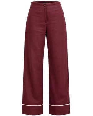Otro Amor Piping-Detail Palazzo Trousers - Red