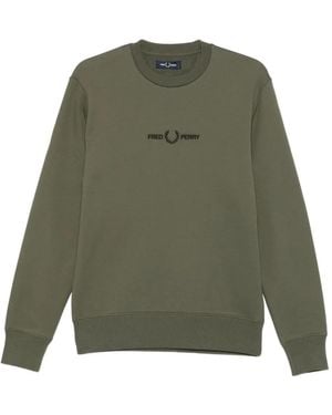 Fred Perry Embroidered-Logo Sweatshirt - Green