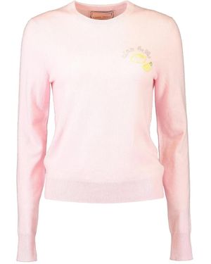 Lingua Franca Ciao Bella Crew-Neck Sweater - Pink