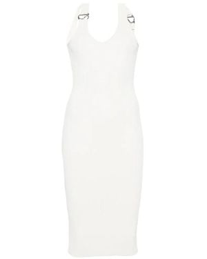 Coperni C-Logo Ribbed Midi Dress - White