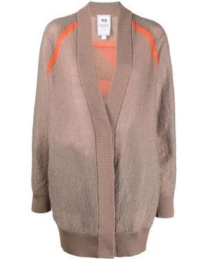 Y-3 Logo-Jacquard Cardigan - Brown