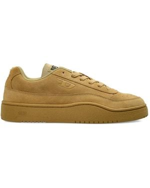 DIESEL Logo-Patch Lace-Up Trainers - Natural