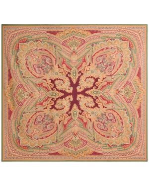 Etro Wool And Silk Shawl With Placed Print - Pink