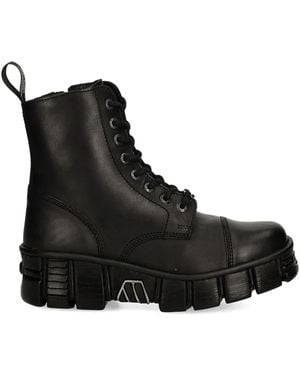 New Rock 70Mm Lace-Up Plataform-Sole Boots - Black