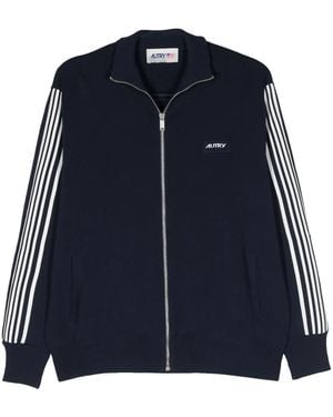 Autry Logo-Patch Zip-Up Cardigan - Blue