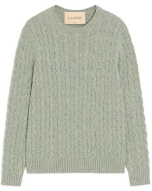 Valentino Garavani Cable-Knit Wool Jumper With Vlogo - Green