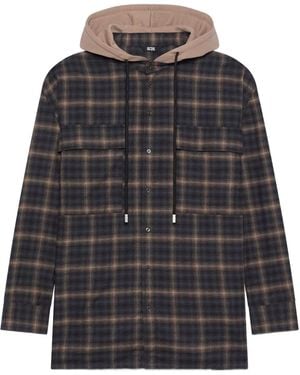 Gcds Camicia A Quadri Con Cappuccio - Nero