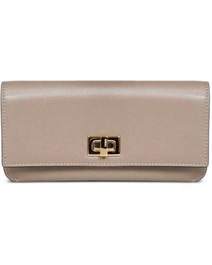 Fendi Twist-Lock Leather Wallet - Grey