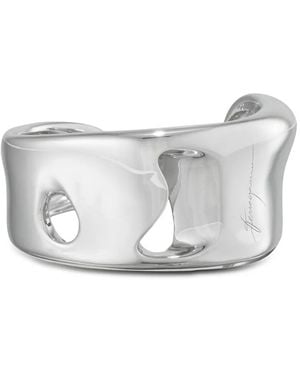 Ferragamo Bracelet Torque À Design Structuré - Gris