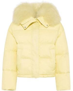 Yves Salomon Shearling-Trim Down Jacket - Yellow