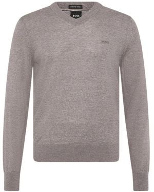 BOSS V-Neck Sweater - Gray