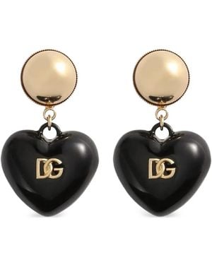 Dolce & Gabbana Heart Drop Earrings - Black