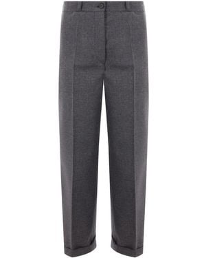 Prada Mid-Rise Wool Tailored Trousers - Grey