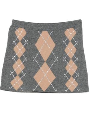 retroféte Minifalda Cecilie a rombos - Gris