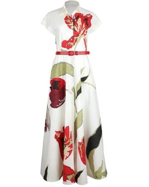 Sara Roka Elodie Buttoned Floral-Patterned Maxi Dress - White