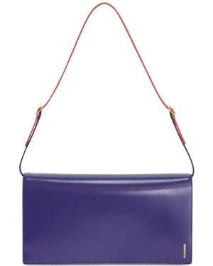 Jil Sander Medium File Leather Shoulder Bag - Purple