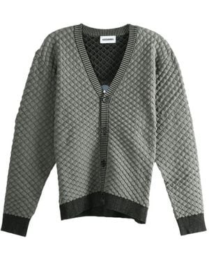 KOZABURO Quilted-Effect V-Neck Cardigan - Grey