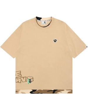 Aape By A Bathing Ape Camouflage-Panel T-Shirt - Natural