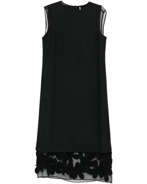 Liviana Conti Sleeveless Floral-Applique Dress - Black
