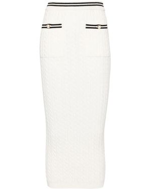 Alessandra Rich Gonna midi con bordo a righe - Bianco