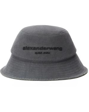 Alexander Wang Distressed Logo Bucket Hat - Grey