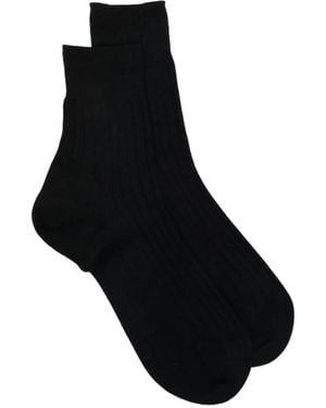 ZEGNA Ribbed-Knit Socks - Black