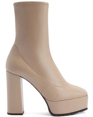 Giuseppe Zanotti Morgana Platform Zip Ankle Boots - White
