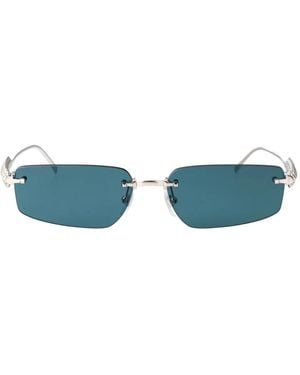 Cartier Studded Rectangle-Frame Sunglasses - Blue