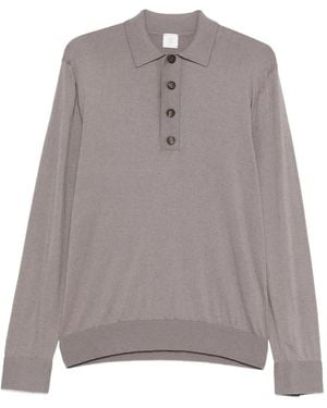 Eleventy Fine-Knit Polo Shirt - Grey