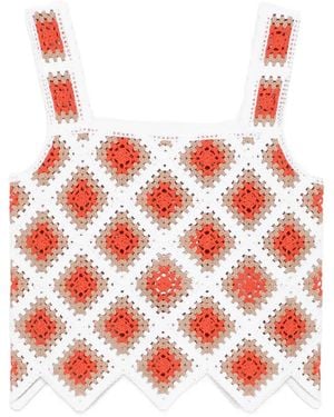 Marella Crochet-Knit Top - Red